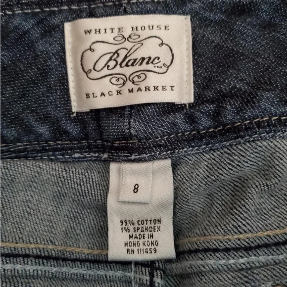 Y2K White House Black Market Blanc Denim Bermuda Shorts Sz 8 - Picture 6 of 6
